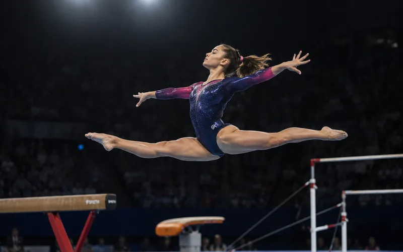 Ginnasta in equilibrio, corso di ginnastica artistica femminile